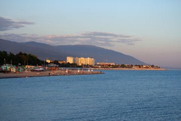 Fototapeta premium Sunset at sea in Sochi (Adler).
