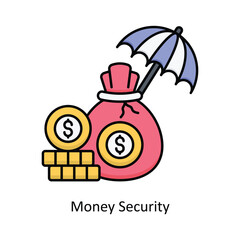 Money Security Vector filled outline icon design illustration. insurance symbol on white background EPS 10 File .