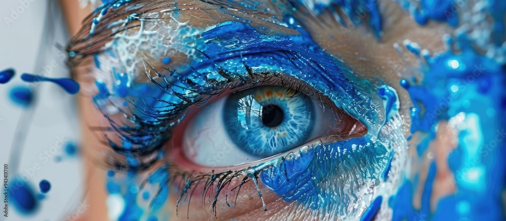 Aufkleber create an image with a blue paint stroke in the copy space image