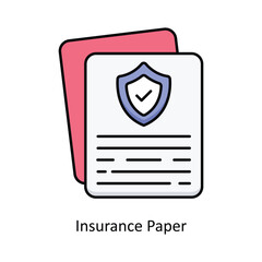 Insurance Paper  Vector filled outline icon design illustration. insurance symbol on white background EPS 10 File .