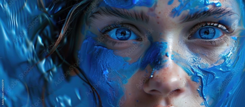 Poster Create an image with a blue paint stroke in the copy space image