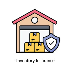 Inventory Insurance  Vector filled outline icon design illustration. insurance symbol on white background EPS 10 File .