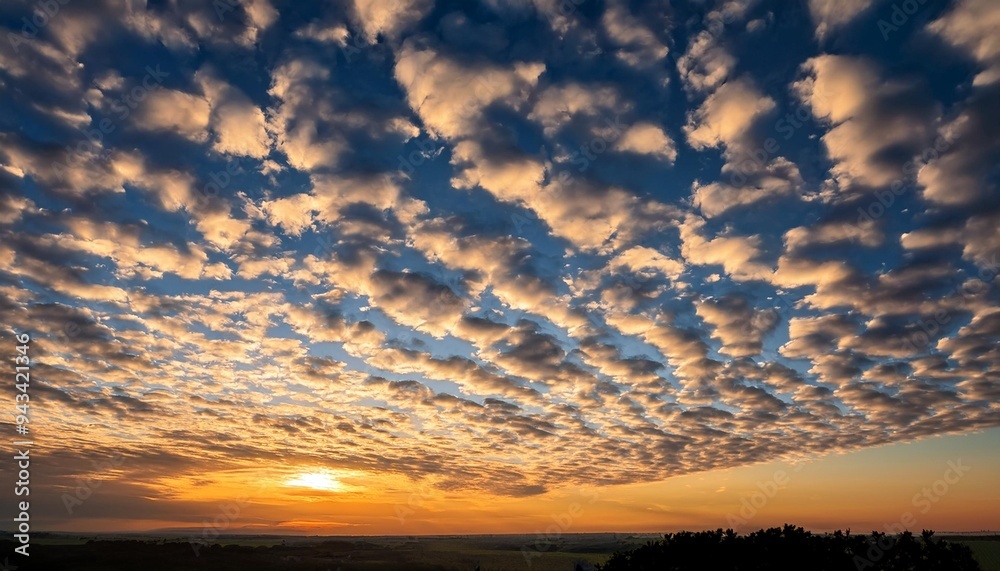 Poster cirrocumulus clouds sunset sky landscape