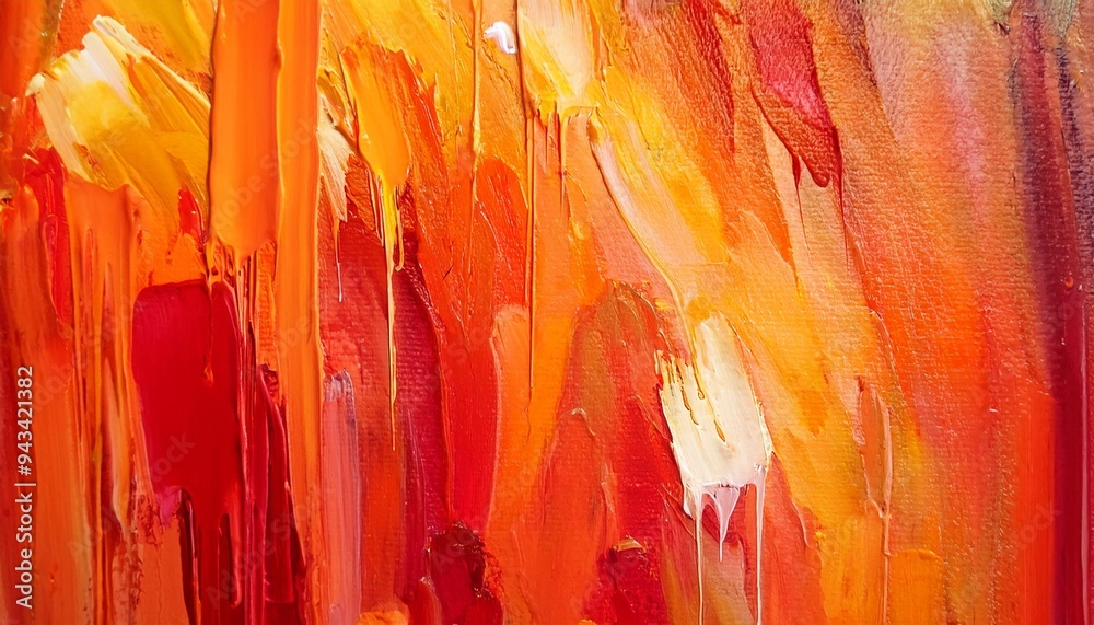 Canvas Prints watercolor drips abstract painting oil on canvas colorful background texture orange and red color close up fragment