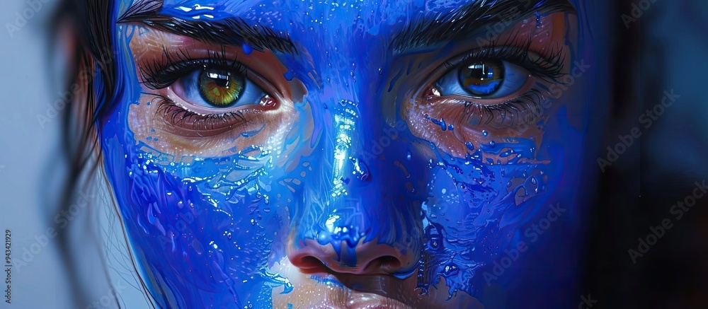 Aufkleber Create an image with a blue paint stroke in the copy space image