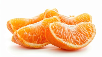 Ripe tangerine slices isolated on white background