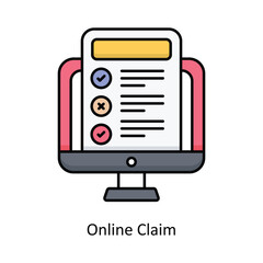 Online Claim Vector filled outline icon design illustration. insurance symbol on white background EPS 10 File .