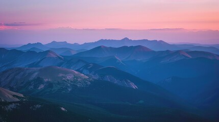 Fototapeta premium Rocky mountains viewed from high up at dusk