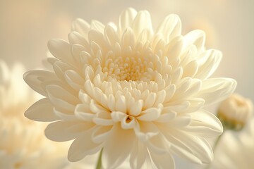 A single chrysanthemum in full bloom, with layers of petals creating a rich, textured appearance