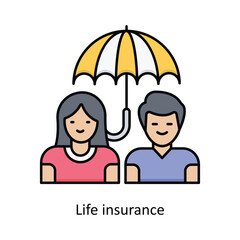 Life Insurance Vector filled outline icon design illustration. insurance symbol on white background EPS 10 File .