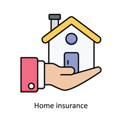 Obraz premium Home InsuranceVector filled outline icon design illustration. insurance symbol on white background EPS 10 File .