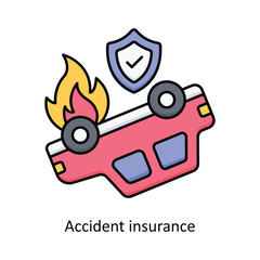 Accident Insurance Vector filled outline icon design illustration. insurance symbol on white background EPS 10 File .