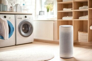 An AI-based voice assistant managing household chores, from setting reminders for laundry to automating vacuum cleaning schedules, streamlining everyday tasks with ease