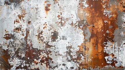 Rusty metal background with white paint stains