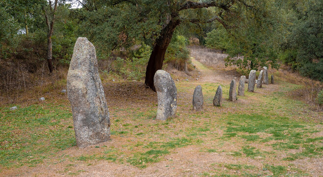 megalithic menhirs arise in the nuragic village of biru and concas