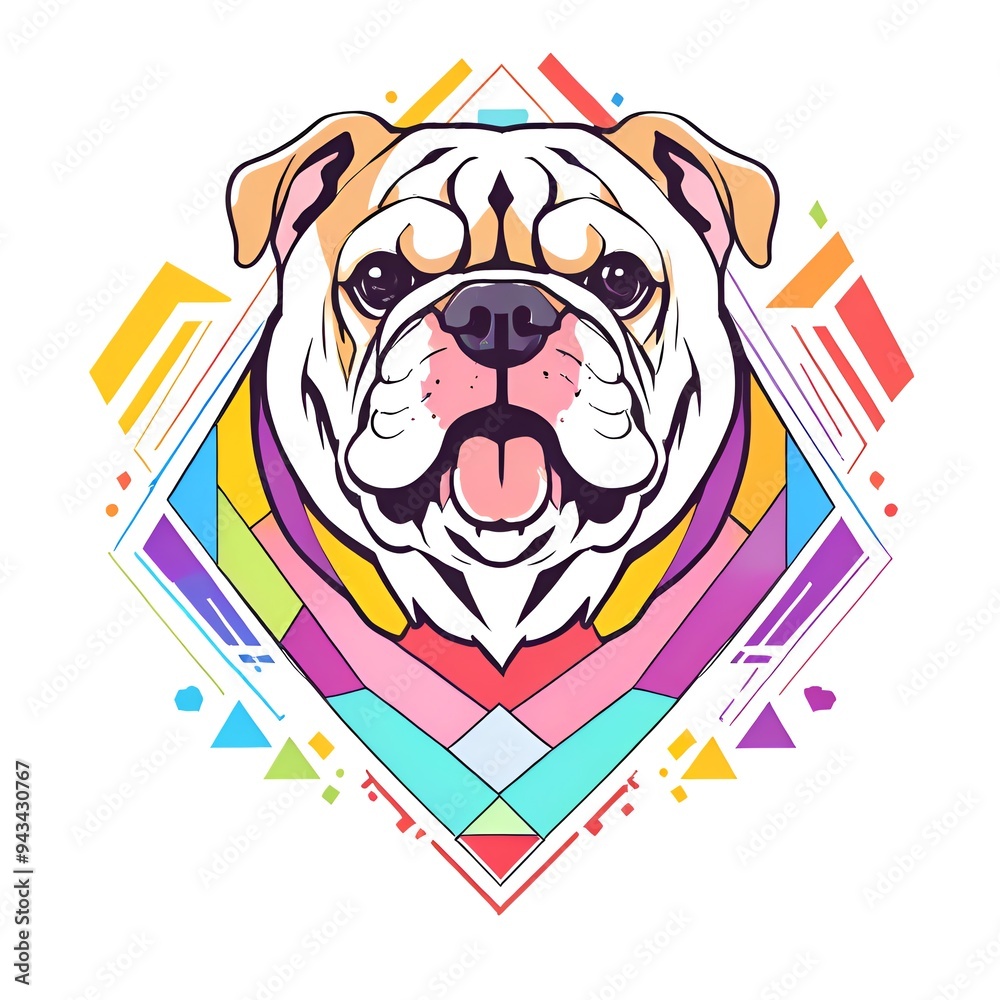 Wall mural Bulldog with Geometric Design