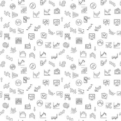 Cryptocurrency Trading and Investing vector outline seamless pattern