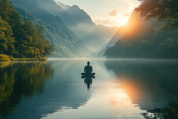 Discover Calm: Meditation for Stress Reduction in a Serene Setting with Ample Copy Space