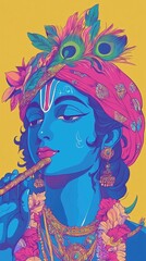 Illustration of Lord Krishna, One of the Greatest Hindu Gods
