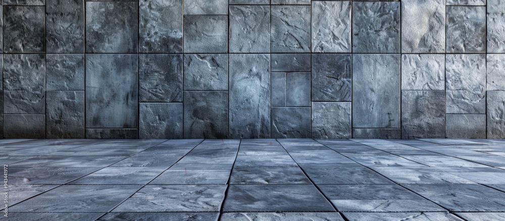 Aufkleber aesthetic gray stone tiles on a massive exterior wall with a background and texture suitable for a c