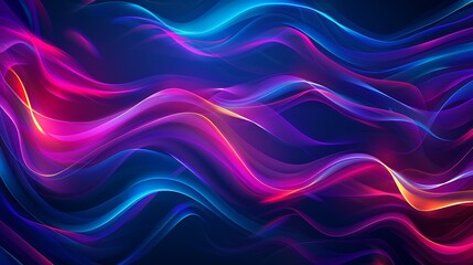 Dark glow background with color waves. Vector abstract dark background. Blurry smooth glowing waves. Eps10