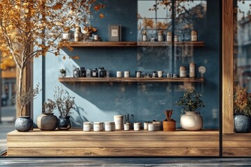 Minimalist Shop Window Mockup: Showcase Electronics and Hardware with Modern Branding and Design