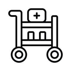 Icon depicting a medical cart with supplies, commonly used in healthcare