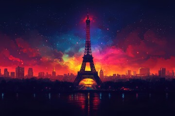 Minimalistic Design of the 2024 Summer Olympics: Paris Background and Line Quality Art