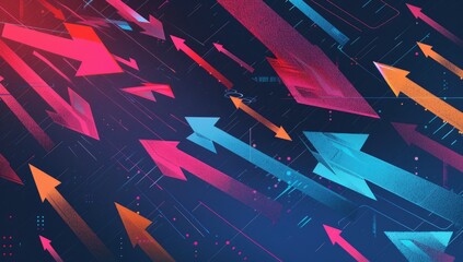 A vibrant and dynamic illustration of arrows pointing in different directions, symbolizing the diverse range of possibilities open to us through continuous learning.