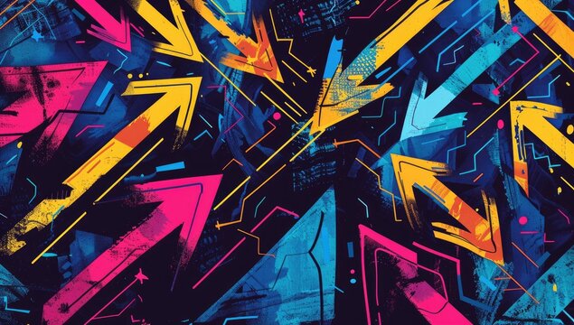 A vibrant and dynamic illustration of arrows pointing in different directions, symbolizing the diverse range of possibilities open to us through continuous learning.