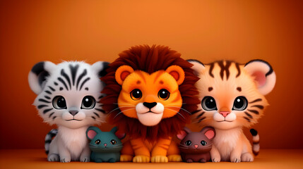 Obraz premium Collection Cartoon Animal Characters Includin