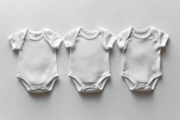White Baby Bodysuit Mock-Up on Light Background, Top View - Apparel Design Template