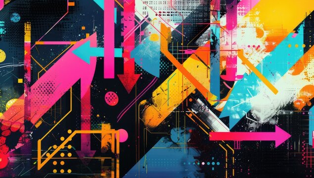 A vibrant and dynamic illustration of arrows pointing in different directions, symbolizing the diverse range of possibilities open to us through continuous learning.