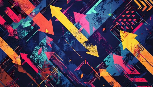 A vibrant and dynamic illustration of arrows pointing in different directions, symbolizing the diverse range of possibilities open to us through continuous learning.