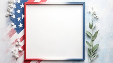 Creative frame design with American flag elements, perfect for patriotic themes and celebrations in a minimalist style.