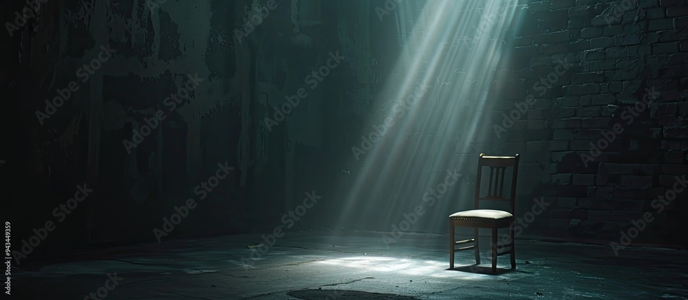 Aufkleber Studio setup with a dark background illuminated by professional lighting equipment providing a backdrop for a text overlay in a copy space image