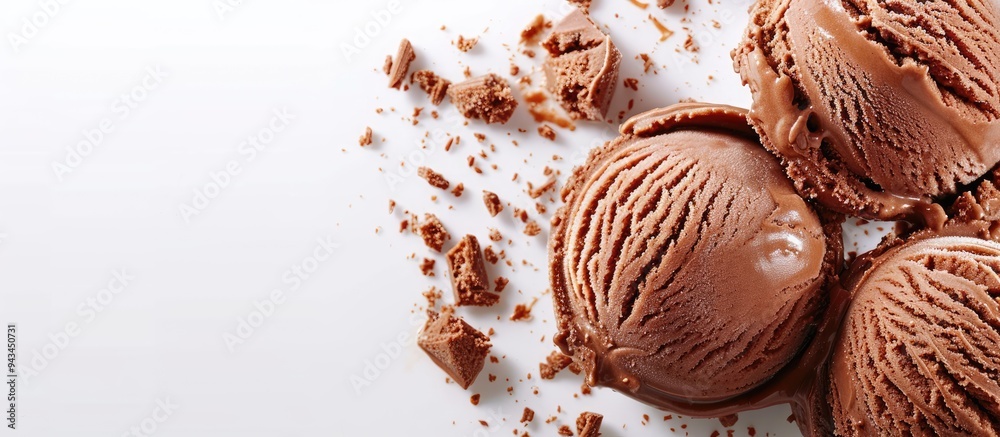 Leinwandbilder close up of chocolate ice cream a delightful summer dessert displayed on a white background with amp