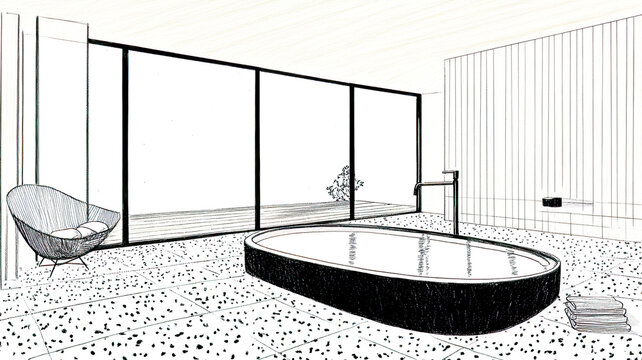 Eine Badewanne in einem modernen Badezimmer