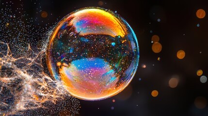 A colorful bubble bursts