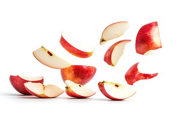 Fresh juicy red apple slices, isolated on white background, perfect for healthy eating