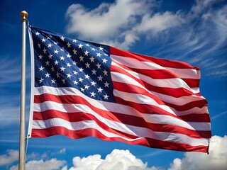 Obraz premium american flag on blue sky