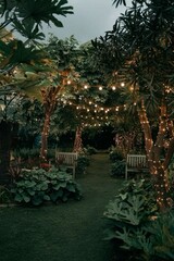 Enchanted Garden Pathway with Twinkling Lights