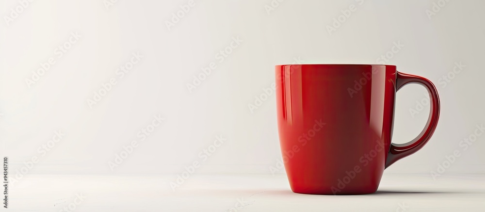 Poster Dark red ceramic cup with a handle isolated on a white background perfect for adding text or designs in the copy space image