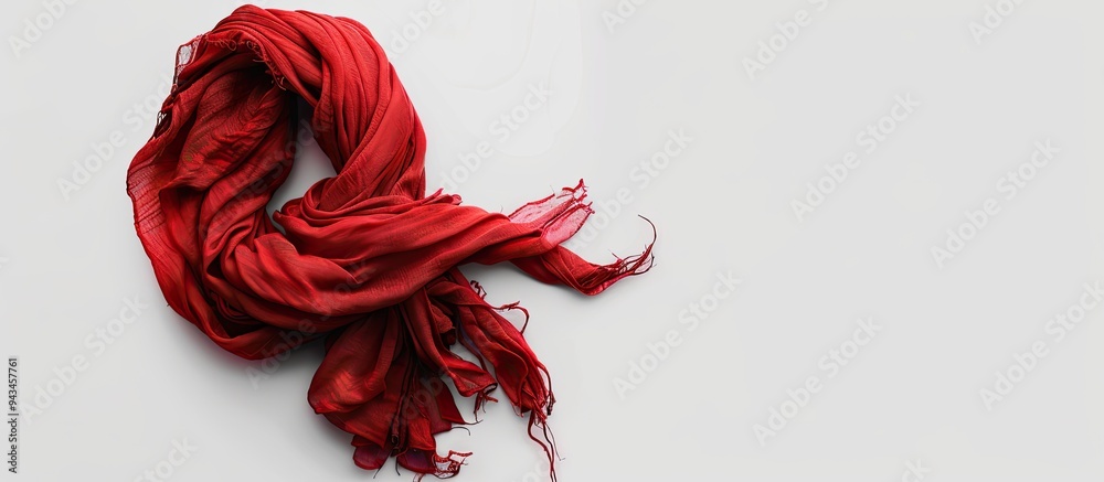 Aufkleber An isolated red scarf against a white background creating a single object with ample copy space for a Christmas themed image