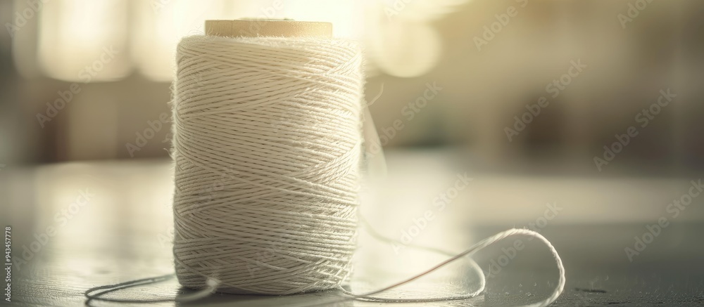 Aufkleber a white spool of thread with the focal point on the central detail ideal for a copy space image
