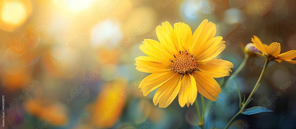 Sticker a stunning yellow flower in the garden on a sunny day with focus on the flower ideal for copy space 