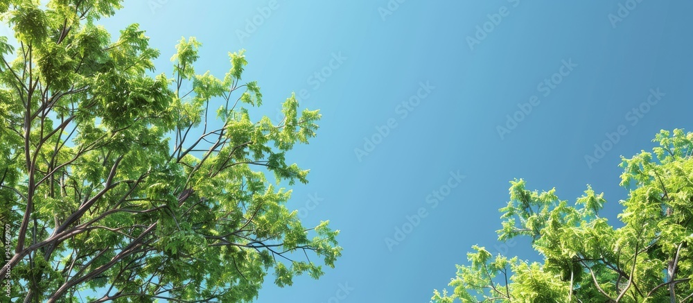 Poster scenic view of trees against a clear blue sky with copy space image
