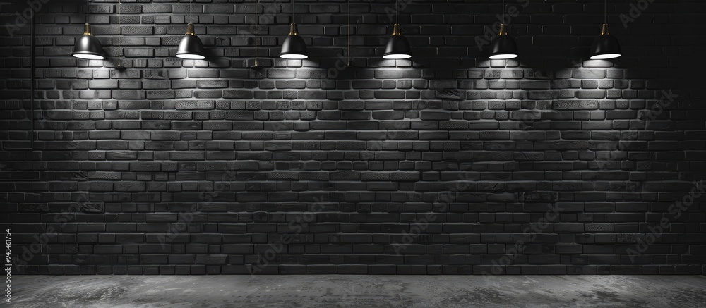 Aufkleber the studio s empty interior with black and gray concrete brick backgrounds features a blank text for