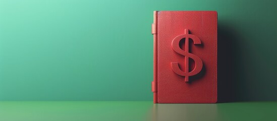 Business and financial concept displayed Copy space image featuring a money symbol on a red notebook against a beautiful green backdrop