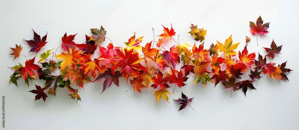 Poster In the fall season maple leaves transform into a beautiful array of colors against copy space images portraying nature s stunning transformation